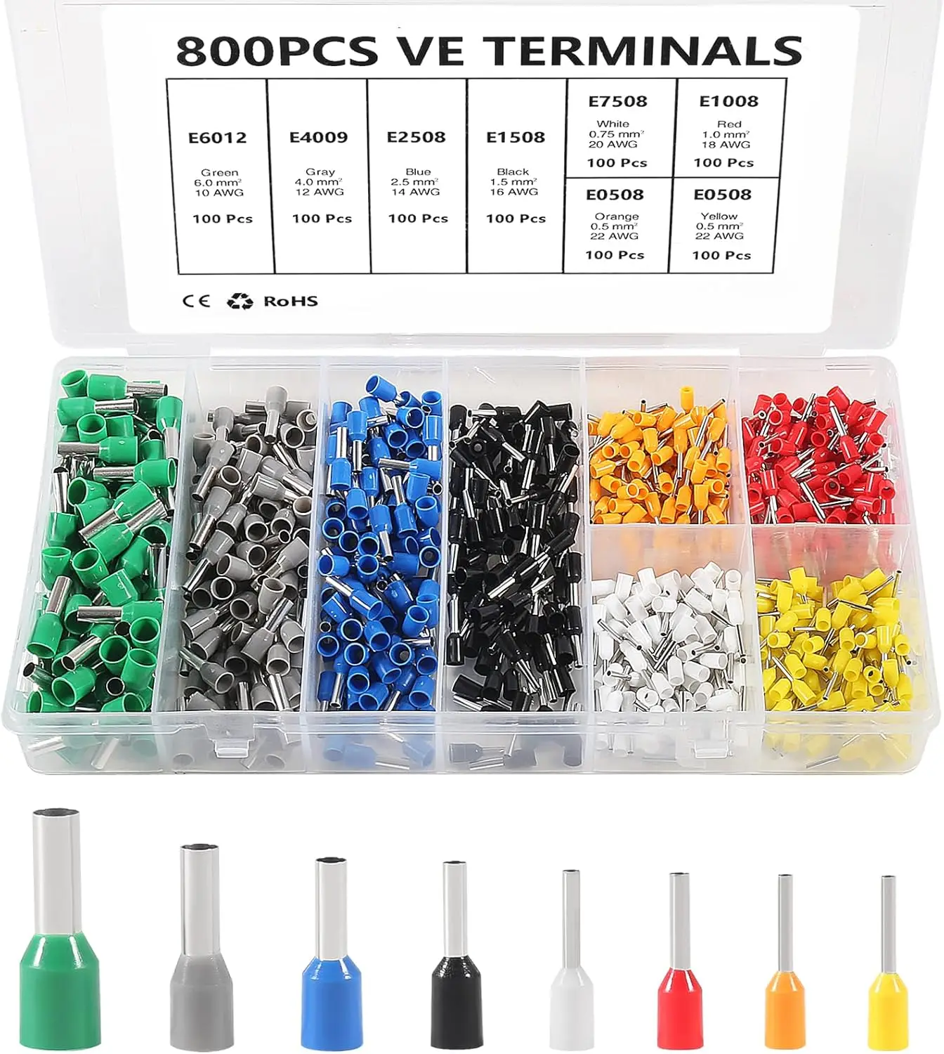 Crimpzangen-Set, selbstverstellbares Ratschen-Draht-Crimpzangen-Set, Crimpzangen-Set mit 800 Stück Drahtklemmen, Crimpverbinder