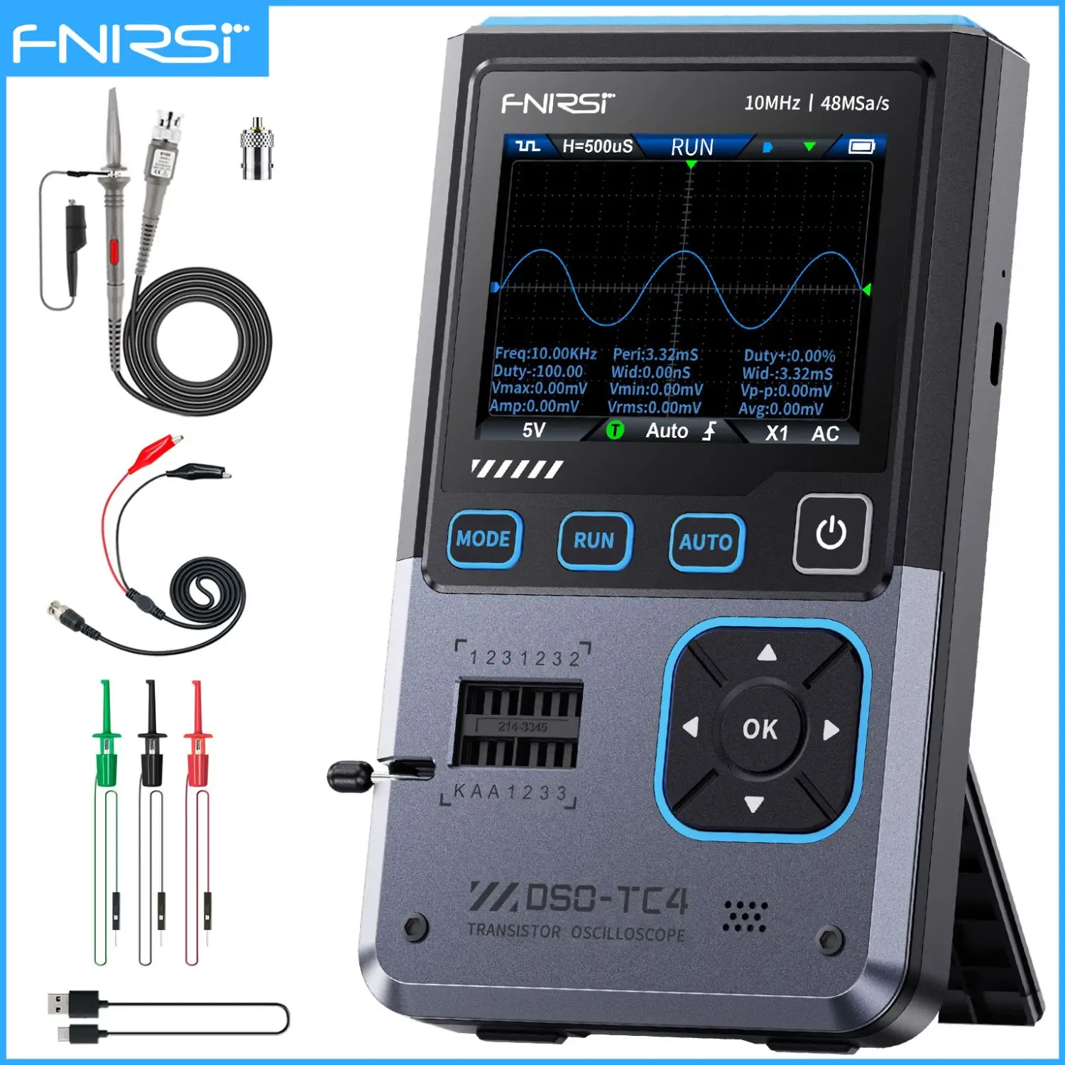 FNIRSI DSO-TC3/TC4 ハンドヘルドオシロスコープ 500kHz