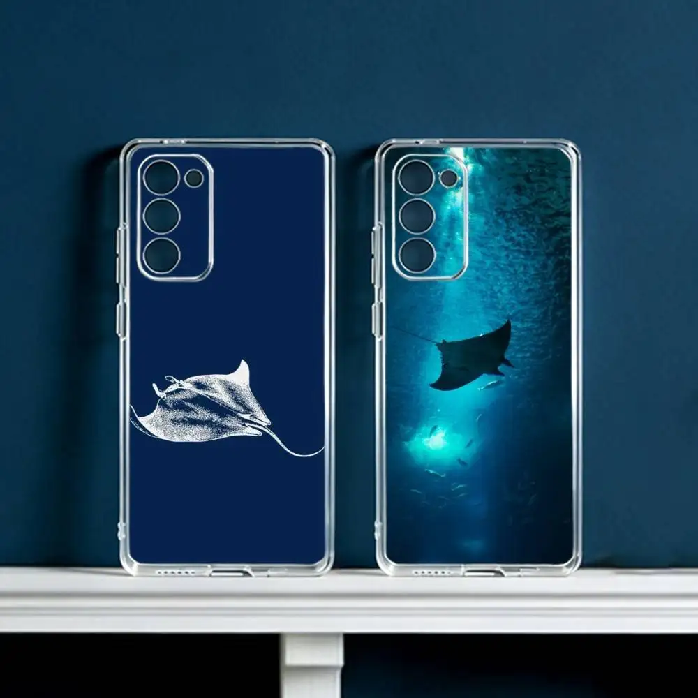 O-Ocean S-Sea Animal Manta Ray   Phone Case For Samsung Galaxy S24 S25 S23 S22 S21 Plus S24 S25 Transparent Cover Case