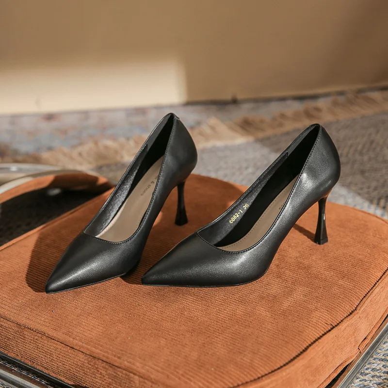 Professional Commuter Versatile High Heels Women's Shoes New Style Temperament Pointed Head Single Shoes Slim Heels Fashionable