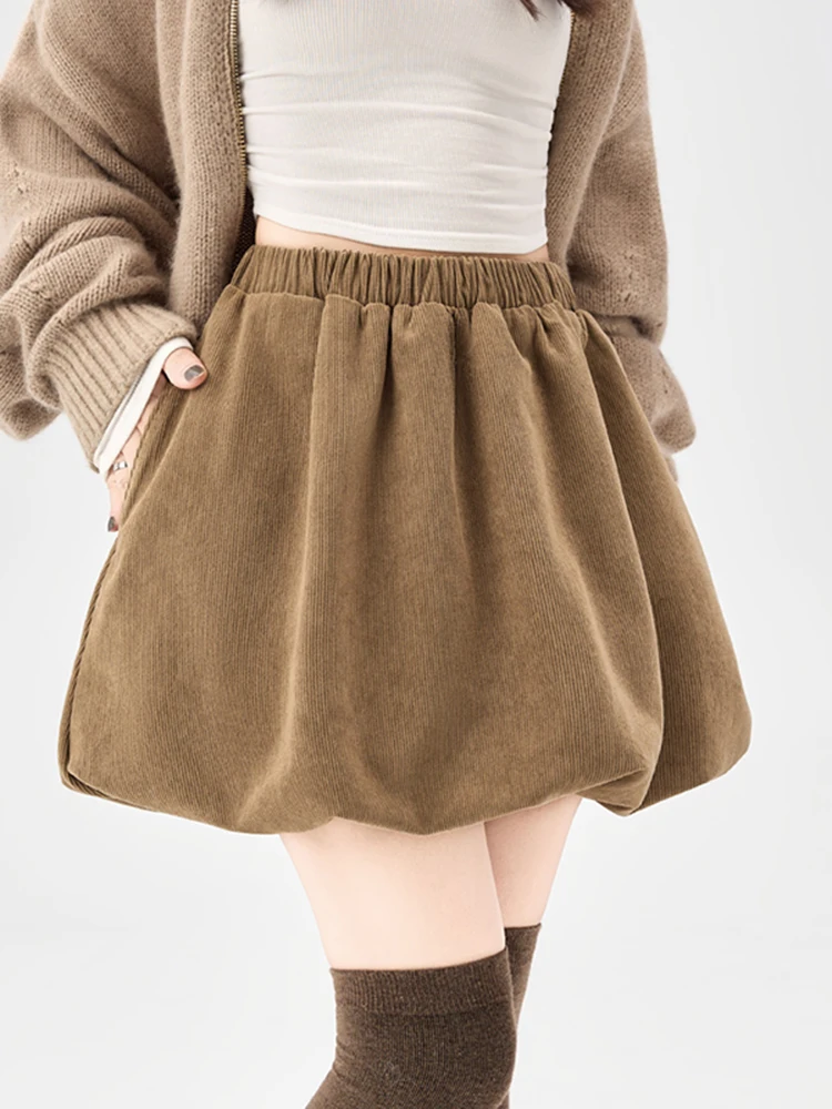 

High Waist Corduroy Bloomer Skirt Women's Fashion Autumn Winter New Style A-Line Skirt Slimming Versatile Skirt