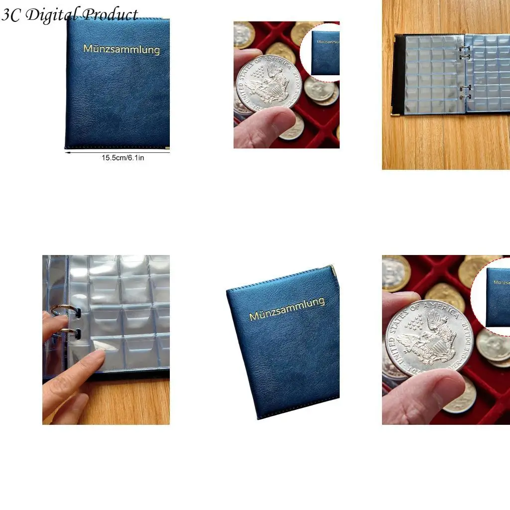 

Large Capacity Leather Coin Collection Album 480 Pocket Coin Collecting Album Q84A