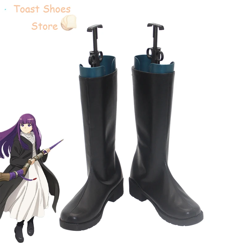 Anime Frieren no funeral Samambaia Sapatos Cosplay, Botas de Carnaval de Halloween, Costume Prop, Sapatos de couro PU