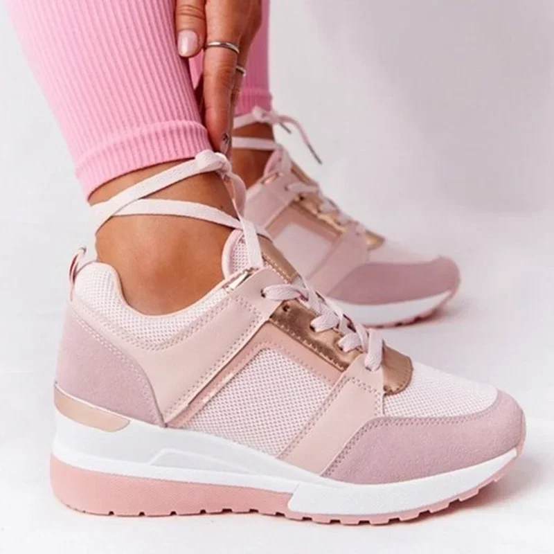 2023 New Women Chunky Sneakers Solid Color Platform Shoes Thick Bottom Zipper Women\'s Vulcanized Shoes Sneakers Zapatos De Mujer