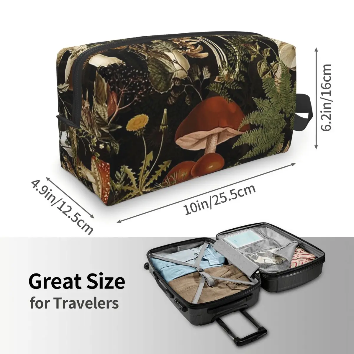 Midnight Mushrooms Forest Botanical Night Garden Makeup Bag Cosmetic Storage Dopp Kit Toiletry Cosmetic Bag for Women Beauty view 2