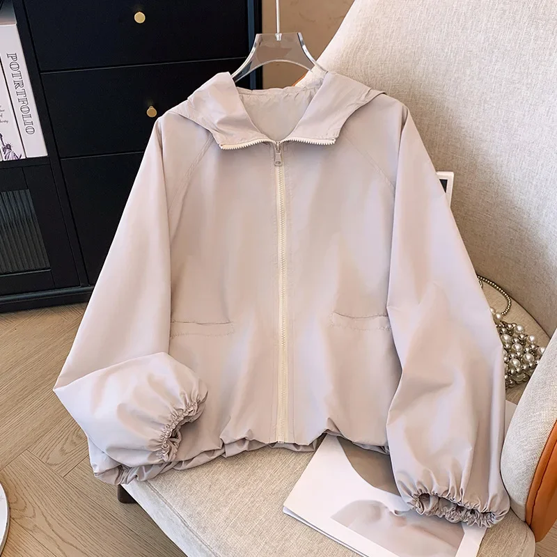 

Jacket for Women Coat Raglan Sleeves Autumn Hooded Jacket Temperament Windproof Outerwear Outfits Sports Quick Dry Charge Coat