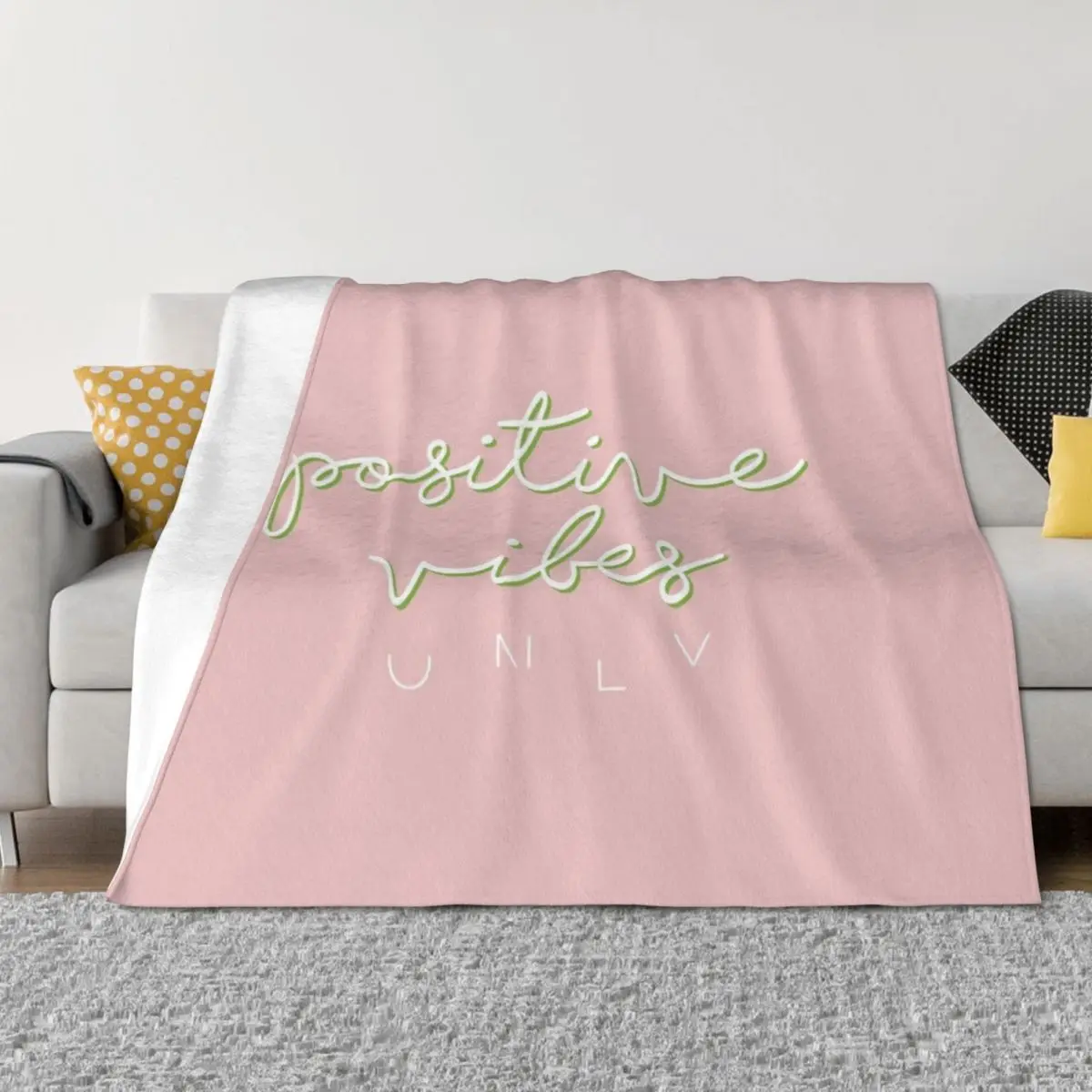 

POSITIVE VIBES PINK Throw Blanket Soft Big Vintage Multi-Purpose Blankets