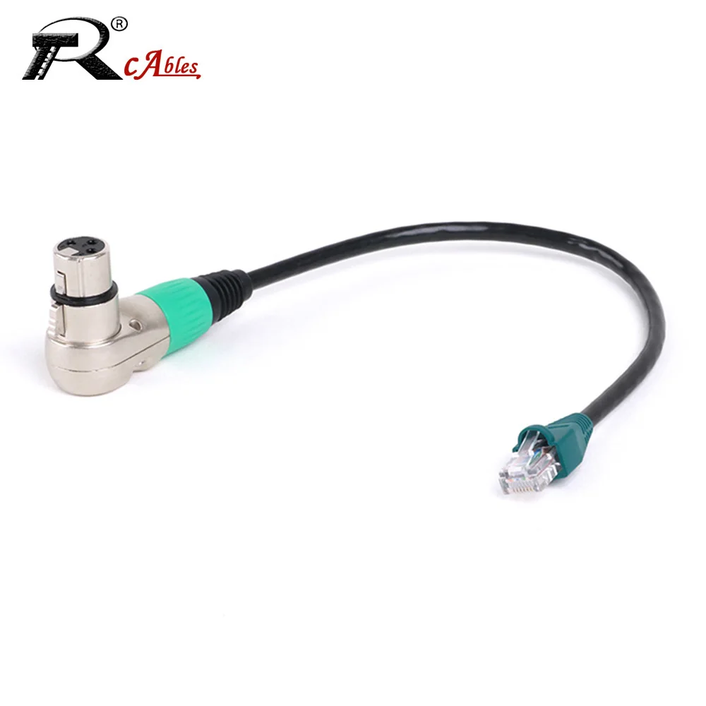 

Right Angle XLR 3Pin Female to RJ45 UTP CAT5/6 Male Network Interface Signal Transmission Ethernet Adapter Cable