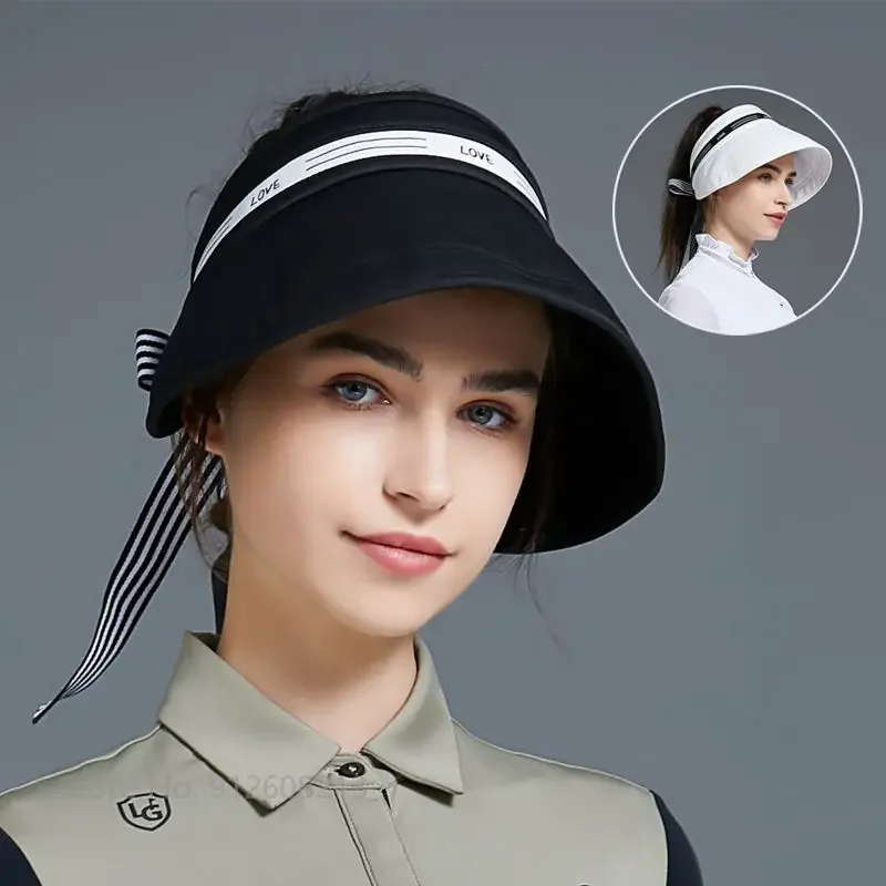 Love Golf Ladies Sports Sun Visor Hats Sunscreen Golf Caps Women Anti-UV Foldable Empty Top Bucket Hat Wide Brim Fisherman Caps