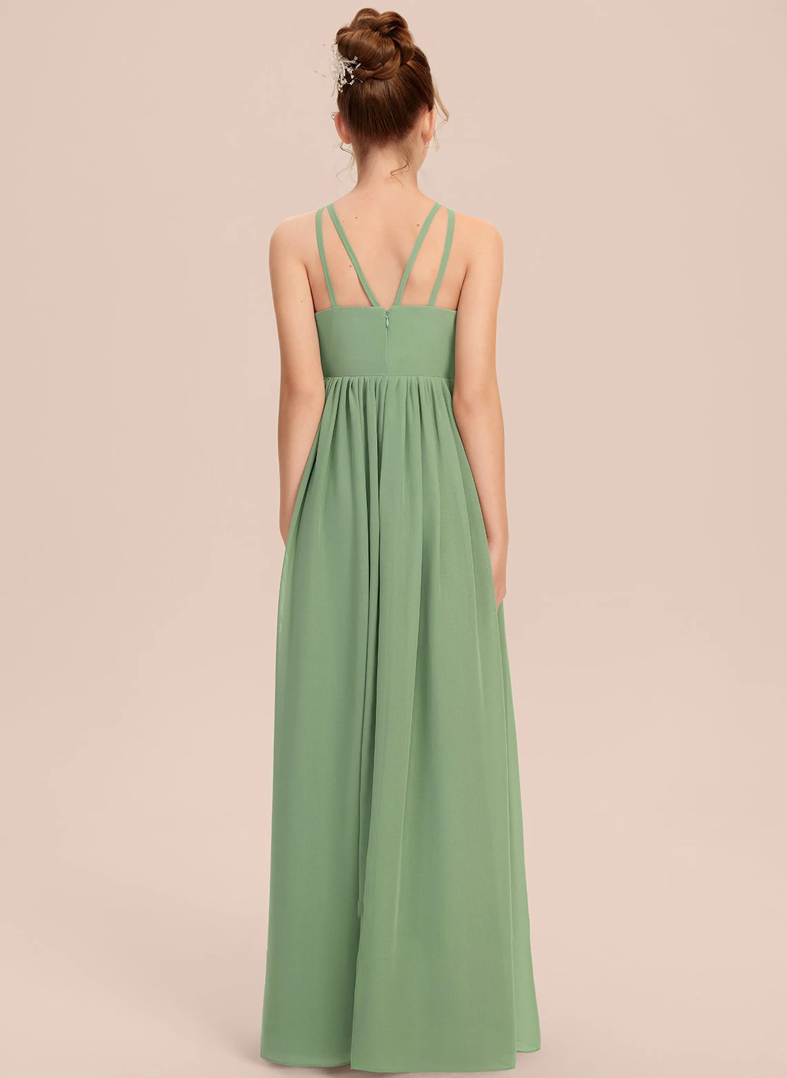 YZYmanualroom A-line halter floor-length chiffon bridesmaid dress/Birthday party wedding dress/Customisable