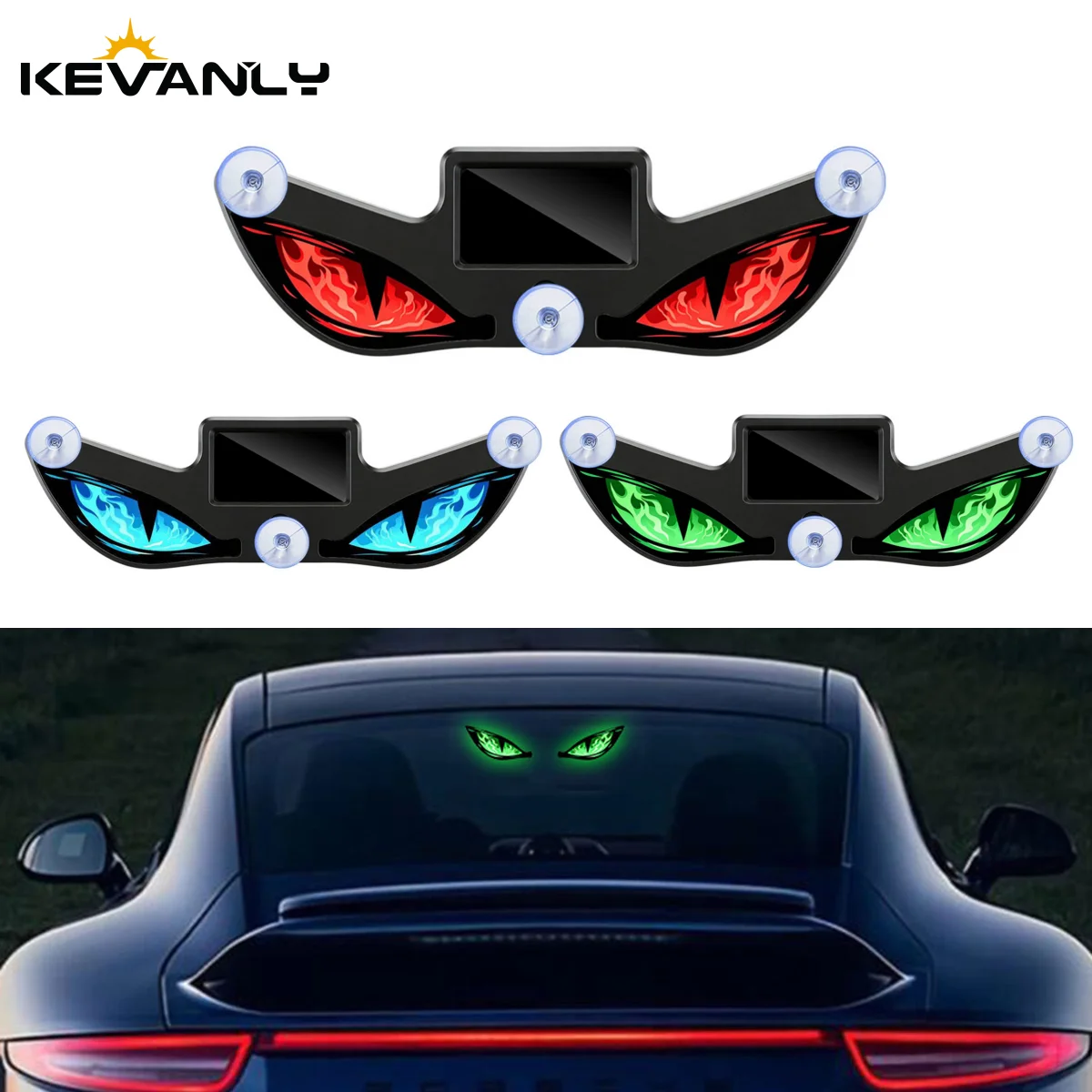 Solar Powered Car Neon Light Wireless Cool DEMON EYE Led Ambient Light Suction Cup USB Rechargeable Atmosphere Breathing Lamp