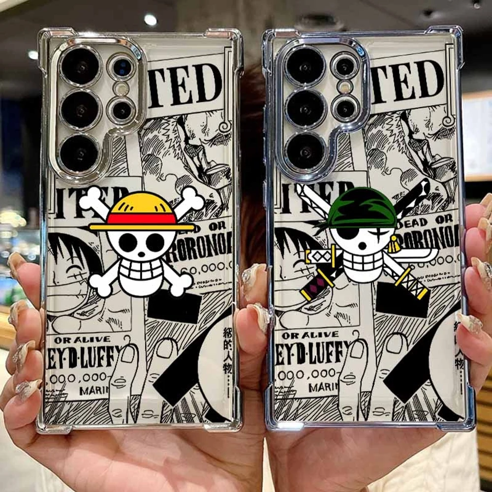 Comic O-Ones P-Pieces Logo For Samsung S26 S25 Edge S24 S23 S22 S21 S20 FE Ultra Plus Lite Plating Anti-Fall Phone Case