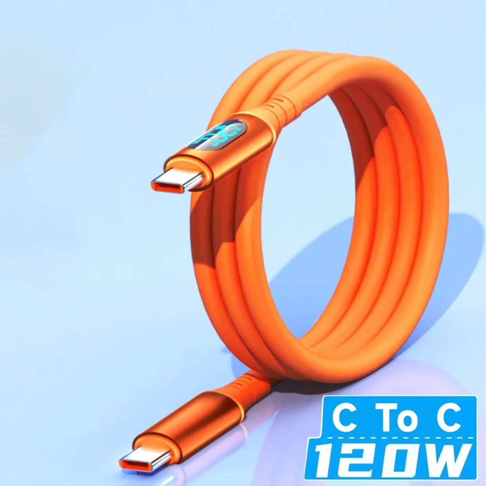 NNBILI 120W USB Typ-C-auf-Typ-C-Kabel mit LED-Anzeige, schnelles Laden, USB-A-auf-Typ-C-Datenkabel für Samsung, Honor, Oneplus zum Aufladen