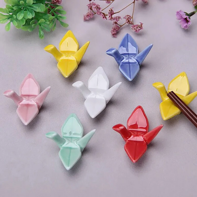 

Ceramic Paper Crane Chopstick Rest Chopsticks forks Spoon HoLder Dinner Spoon Stand Home Decoration ornament HousewarminG Gift