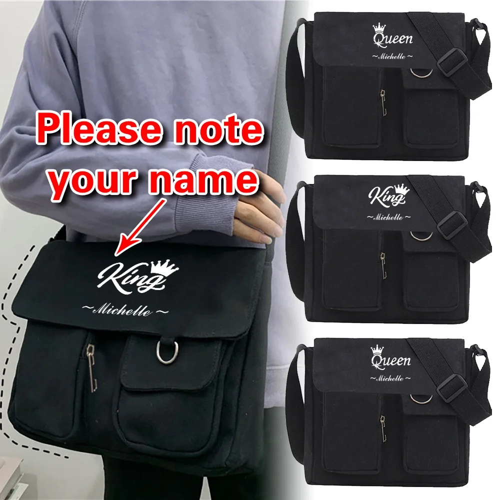 

Customized Name Messenger Bag Washable Casual Shoulder Pack Portable Eco-friendly Organizer Pouch Multi-pocket Crossbody Bags