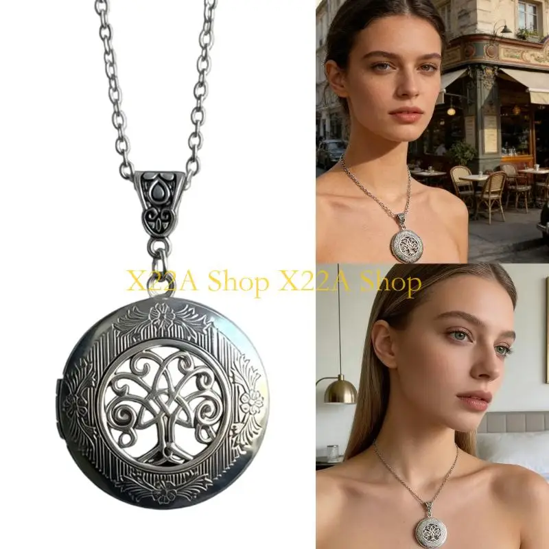 Unique Tree Photo Locket Necklace With Triple Knot Designs
