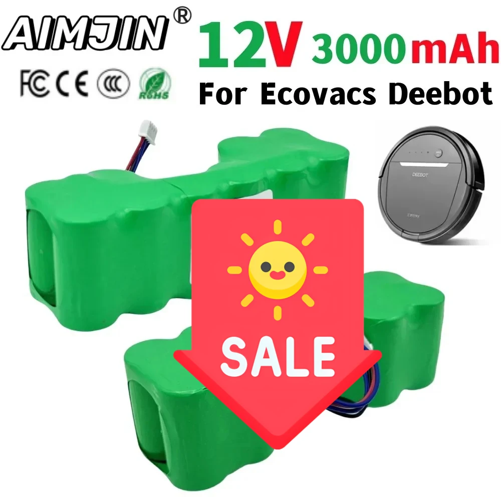 

12V NI-CD Replacement Battery for Ecovacs Robotic Vacuum Sweeper DE33 DD35 DE55 DE5G DM88 DG710 DG716 Deebot OZMO 610 901 902