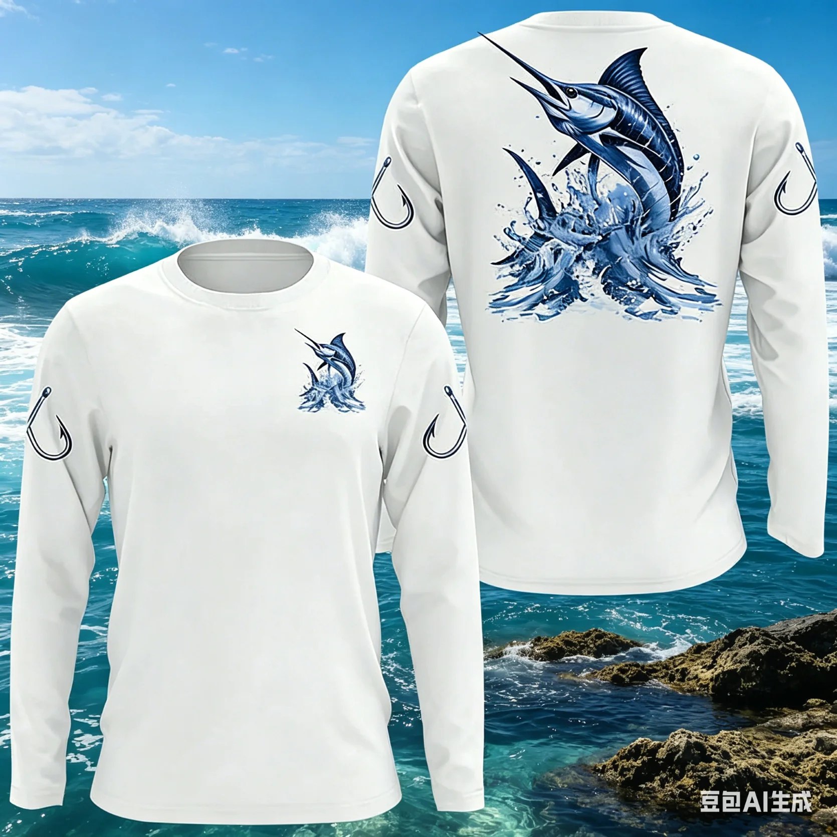 

Marlin Pike Printed Fishing Shirt Crew Neck Long Sleeve Comfortable Breathable Minimalist Stylish Bestseller Outdoor Fishing Top