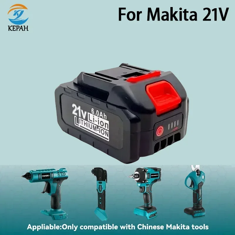 

100% подходит для литий-ионных аккумуляторов Makita 18650, 21 В, 18 В, 6000 мАч, сильноточная отвертка