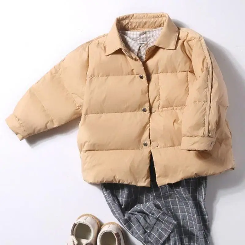 New winter lightweight boy's shirt collar short children's coat