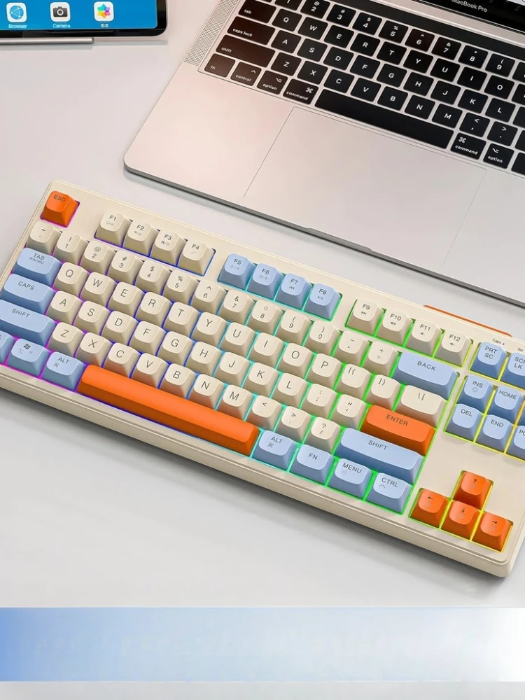 Clavier de jeu sans fil Free Wolf M87 75% – Commutateurs silencieux, rétroéclairage arc-en-ciel, BT/2.4G, capuchons de touches dégradés PBT, conception compacte