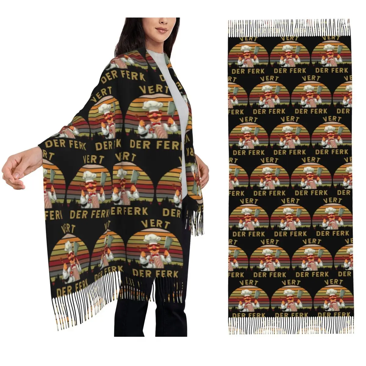 

Шведский шарф шеф-повара, шарфы с кисточками, женские мягкие теплые шали и накидки, длинная осенне-зимняя шаль