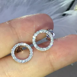 2024 New Products Fashion Halo Gold Silver Color Korean Earrings for Women Anniversary Gift Jewelry Bulk Sell E6874