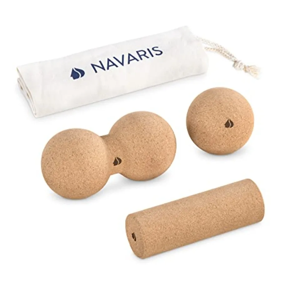 

Cork Massage Roller Ball Set 3 Pieces - Includes Cork Peanut Roller, Cork Massage Ball, Cork Mini Roller - Rollers for Back and