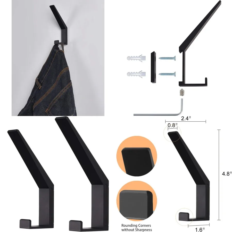 

Сверхмощные настенные крючки для одежды с двойной вешалкой для халата для ванной комнаты, кухни, офиса и фермерского дома, прочный анодированный алюми