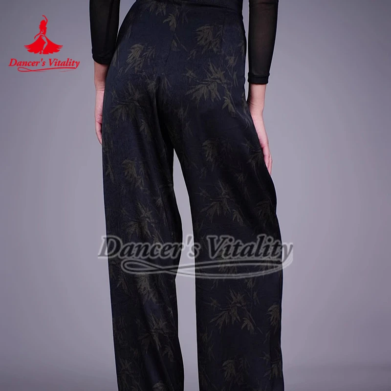 Pantalon de danse latine et sociale de style chinois, jambe droite, Chacha valse, Tango, cours d'entraînement, Costume de groupe, pantalon pour adulte