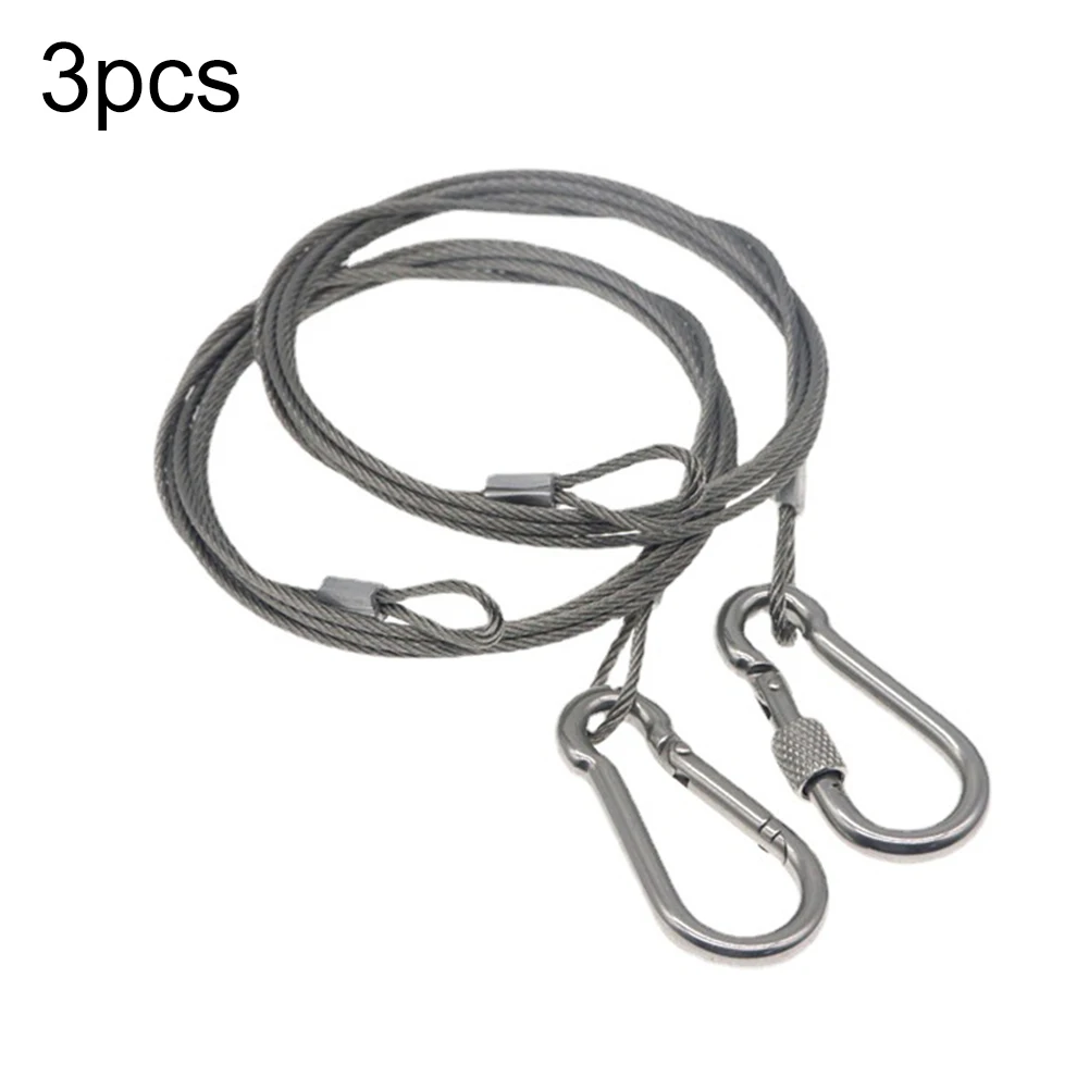 3PCS Wire Rope Security Cable Lock Steel Cable With Eyelets Security 1 M X 2 Mm Wire Rope Significantly Extending Its Lifespan