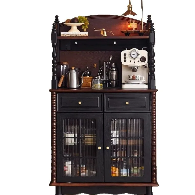 

French retro, solid wood side cabinet, living room wine cabinet against the wall, American retro storage, locker