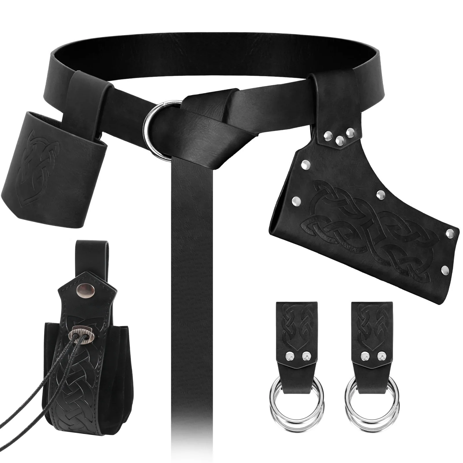 Sword Holster Outdoor Sword Sheath Strap PU Medieval Cosplay Viking Warrior Costume Sword Sheath Set Adjustable Party Props