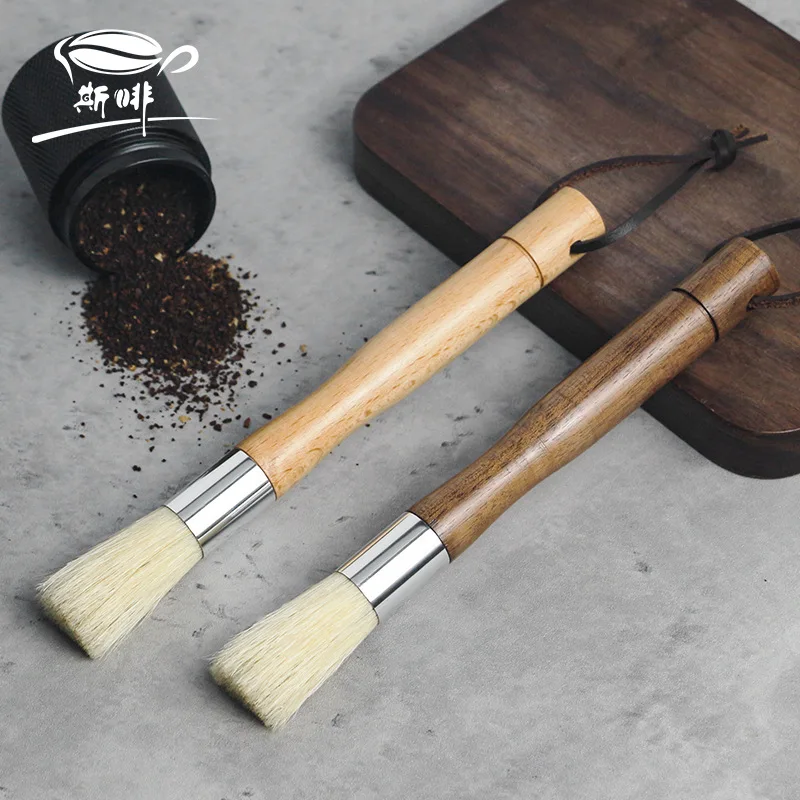 

LMM wooden handle brush bar coffee powder cleaning mane brush hand crank bean grinder brush