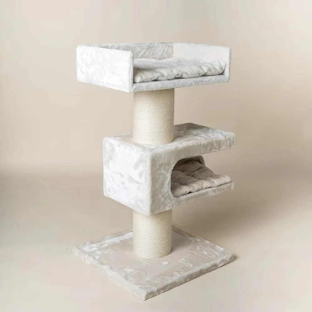 

*e d Maine Coon Lounge Retreat Cat Tree d Large Cats Beige Multi-Level Scratching Post with Cushions Durable Sisal Posts&