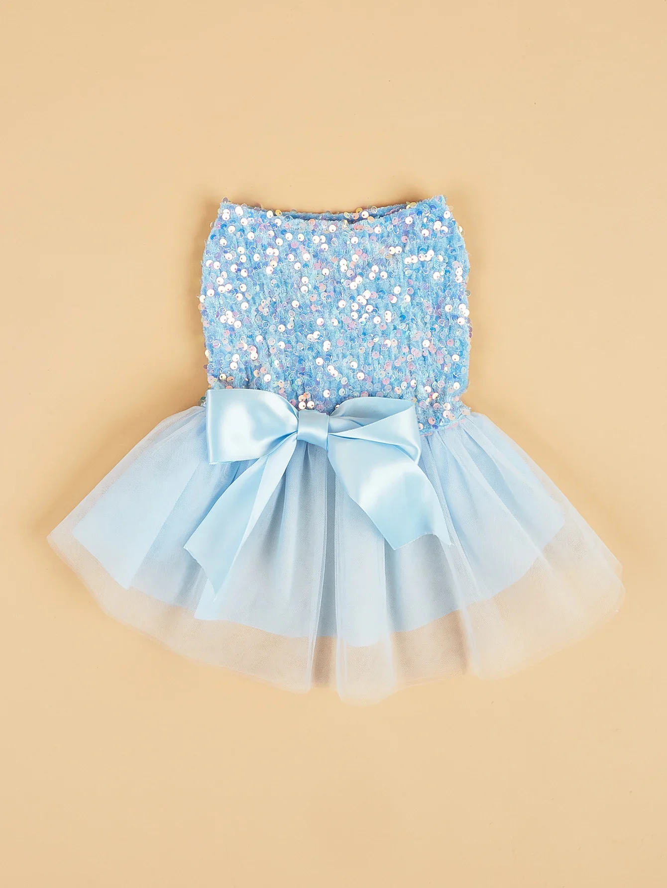 Pet Dress Dog Princess Cloth Sequin Bowknot Puppy Dresses with Tulle Doggie Kitten Costume