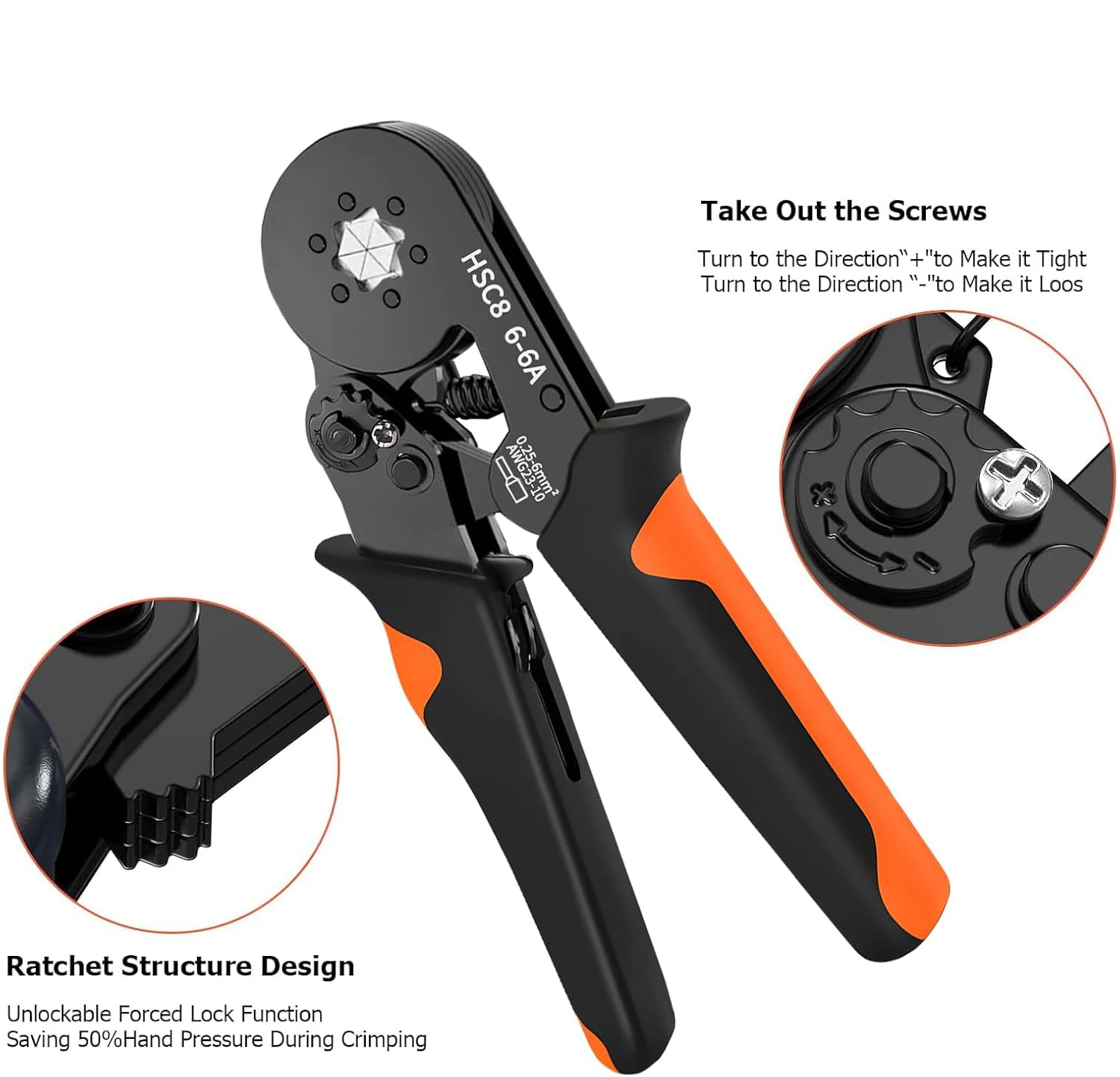 HSC8 6-4A 6-6A Pliers Self-Adjusting Crimping PliersElectrical Wire Ferrule Pin Terminal Connectors Crimping Tool Hand pliers