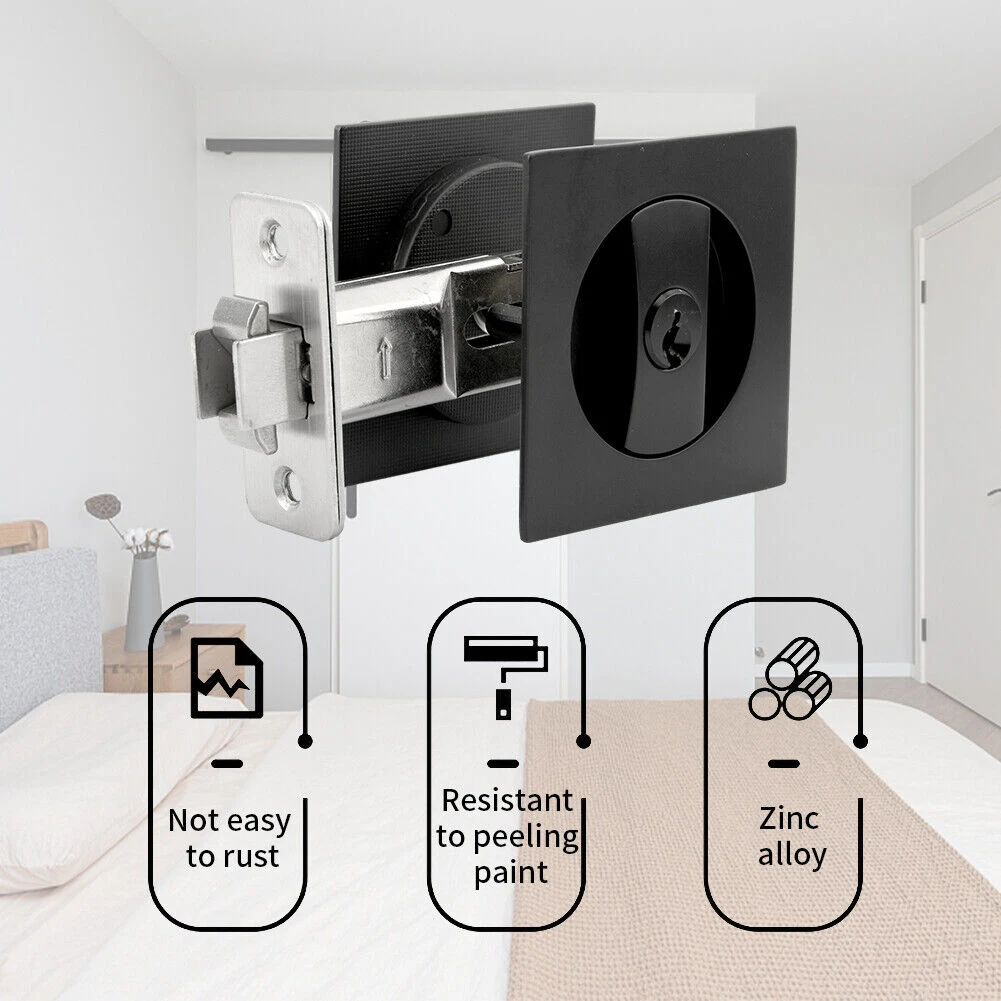 Deurslot Privacy Hardware Dubbele haak Zak Deurslot Bed Vierkant Verzonken Schuifbaar Ingebed Schuifdeurslot Binnen