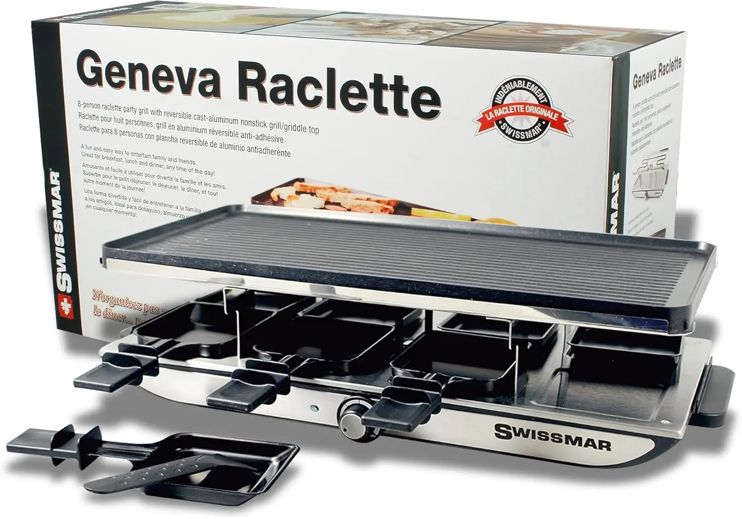 

Raclette Grill with Reversible Cast Aluminum Grill Top - Perfect for outdoor & Indoor Electric Raclette Grill & Griller