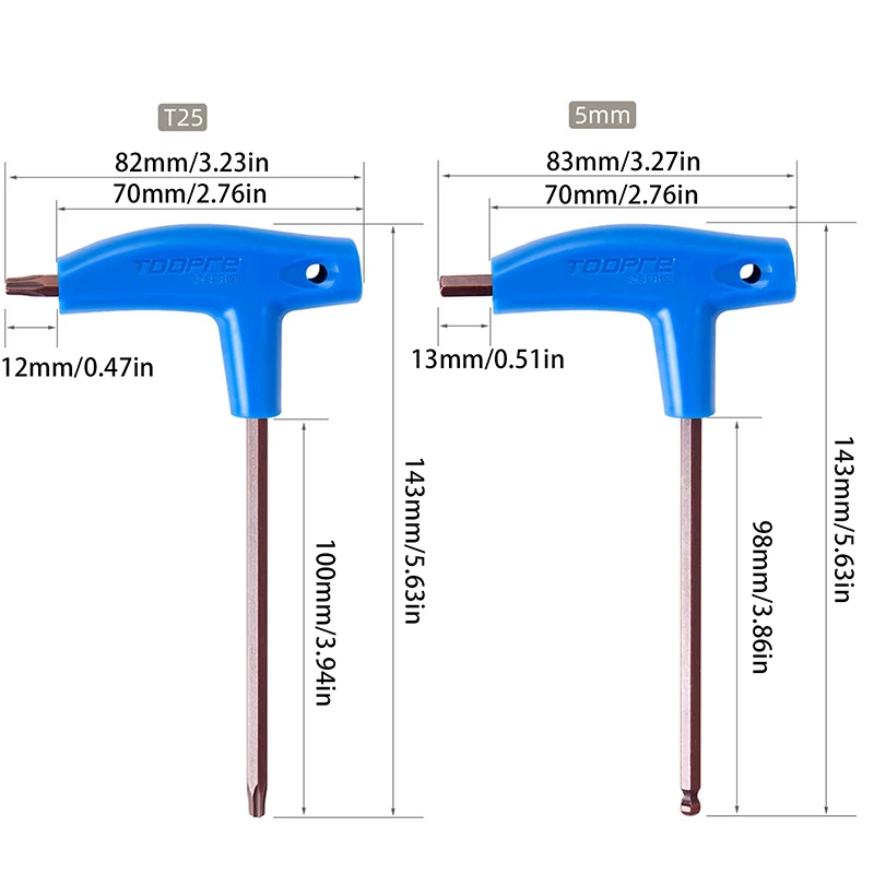 T25 3/4/5/6 مللي متر الدراجة ألين مفتاح الربط T-نوع PP مقبض بلاستيكي مع نهايات مزدوجة دراجة أدوات إصلاح متعددة الوظائف