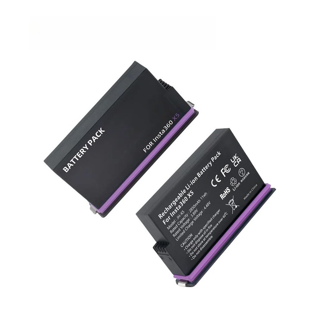 بطارية JH-X5 بقدرة 2850 مللي أمبير في الساعة لكاميرا الحركة Insta360 X5 مع شحن سريع بقدرة 18 وات وتحكم في درجة الحرارة