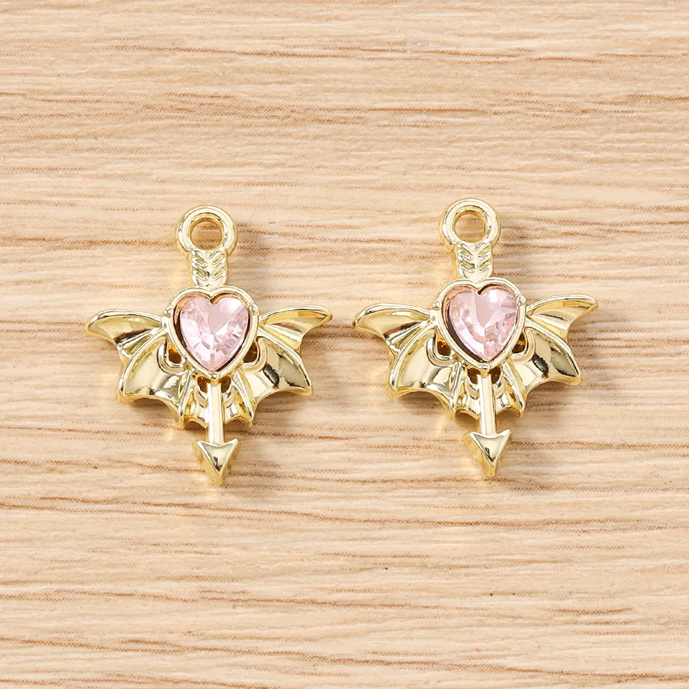 Tusember 5 Stück Gothic Kristall Metall Herz Flügel Charms Anhänger für Halsketten Ohrringe Armbänder DIY Schmuckherstellung Zubehör – Detail 19