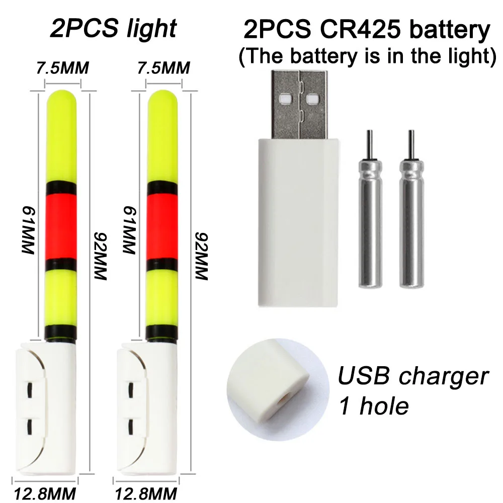 Verbesserte Nacht Angeln Schwimmt Licht Leucht CR425 3,6 V Lithium-Batterie Ladegerät Set Boje Werkzeuge Süßwasser Bobber Pesca Tackle