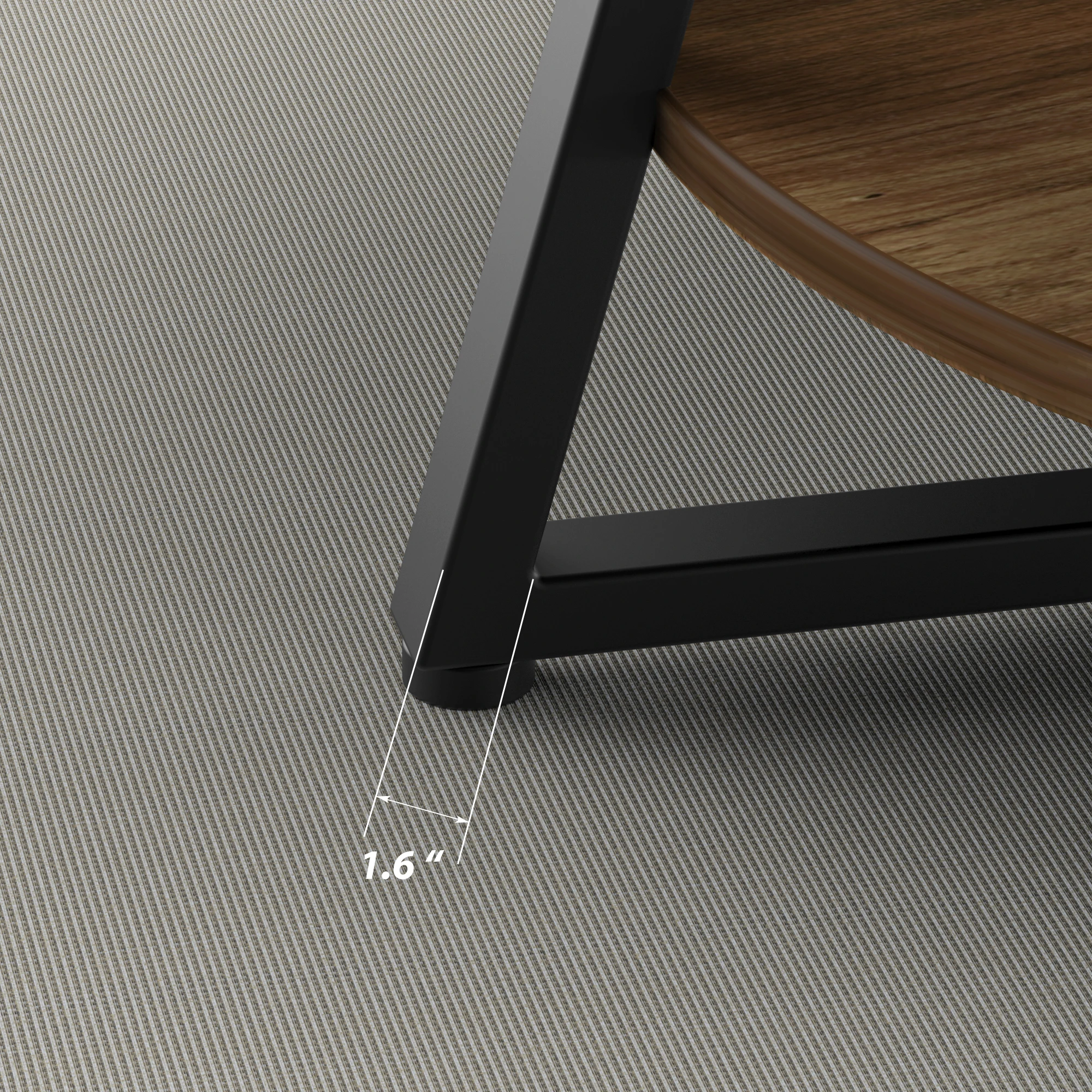 Round Coffee Table with 2-Tier Storage Shelves