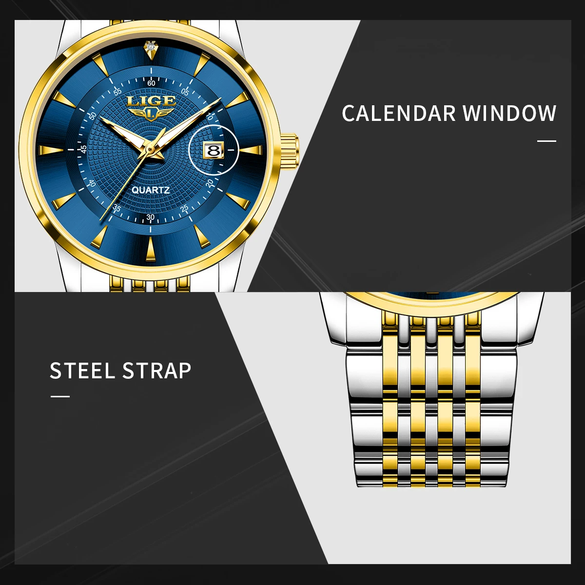 LIGE Nowy Luksusowy Zegarek Mę – Stainless Bracelet Diver recenzja i cena