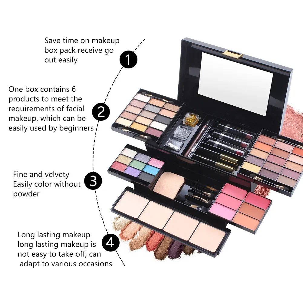 MISS ROSE Makeup Set Box Professional Full Kit 39 Color Eyeshadow Palette Powder Lipstick Brush Foundation Cosmetic Gifts Women