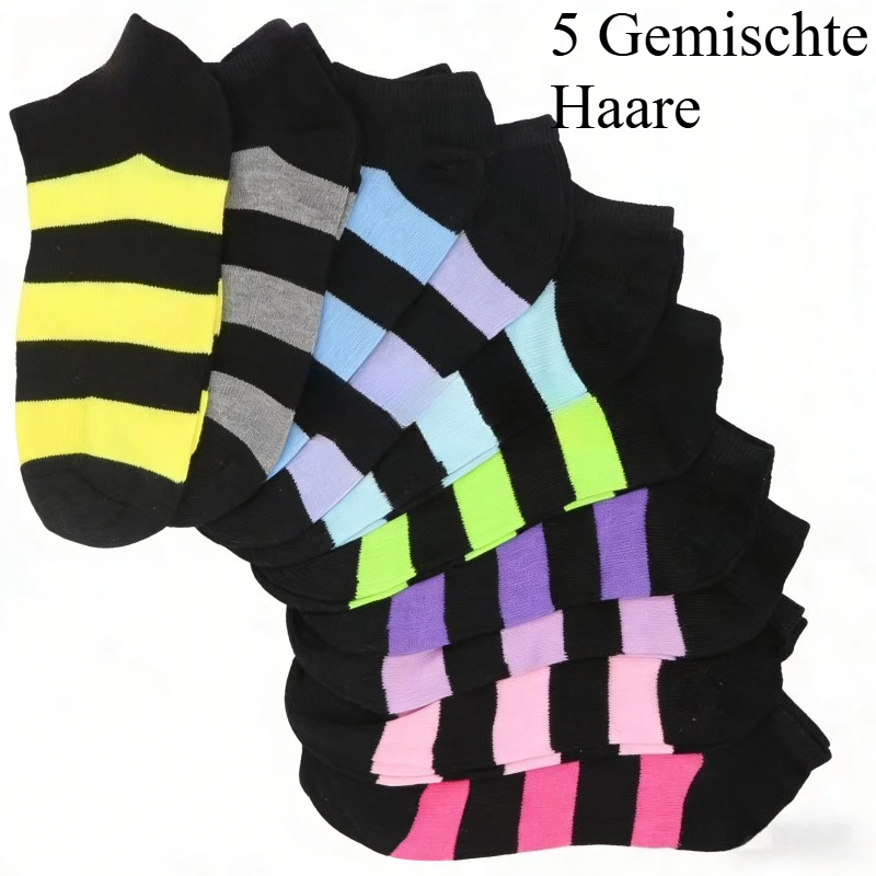 

5 Paar Damen Zufallsfußsocken in vielen Farben, verschiedenen Stilen, beliebt, absorbiert Wasser und Schweiß