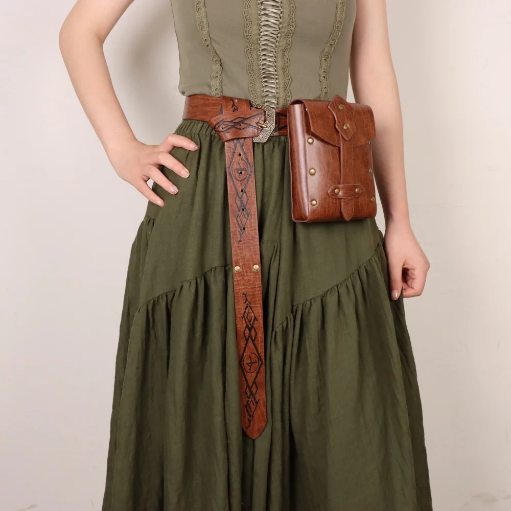 مجموعة حقائب بحزام من العصور الوسطى، حقيبة كروس بإبزيم فايكنغ، إكسسوار تنكري من الجلد الصناعي #6