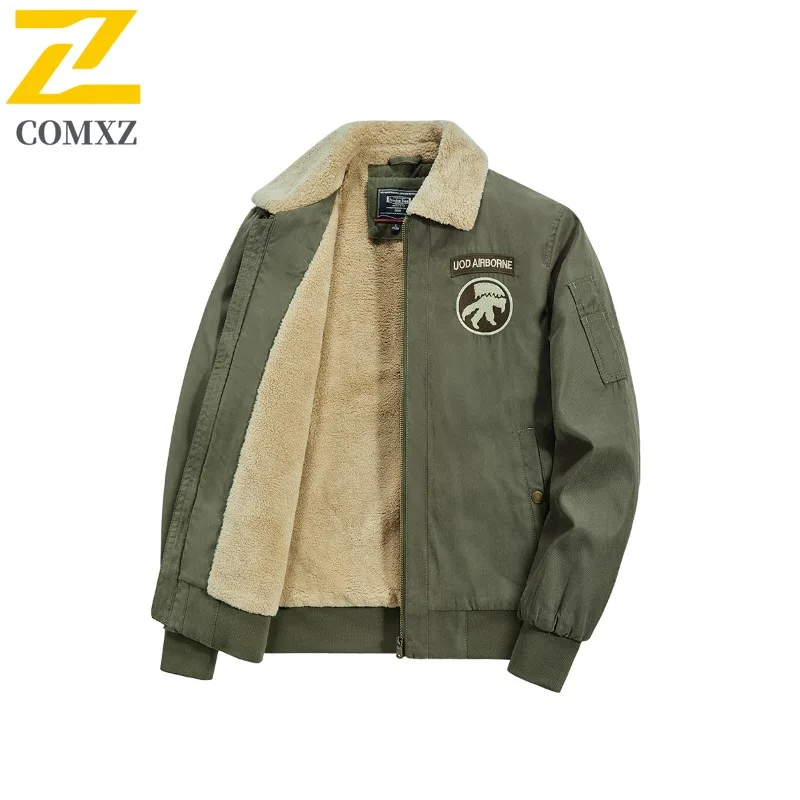 

COMXZ Мужская куртка с воротником-стойкой в стиле ретро, уличный вид, теплая зимняя куртка для путешествий, повседневная прогулка, свободное пальто с подкладкой