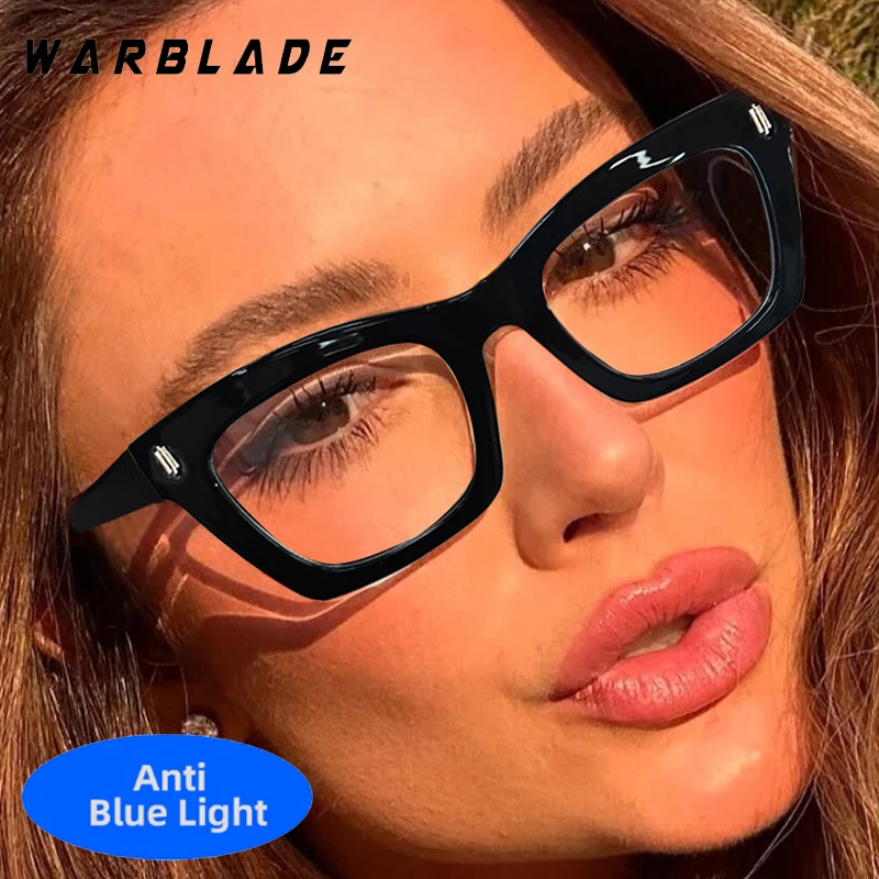 

Vintage Sexy Square Frame Rivets Decoration Brand Design Optical Glasses For Men Women Computer Anti-Blue Light Eyewear Female